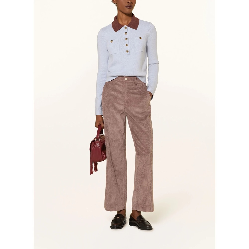 RAFFAELLO ROSSI Pink Yuki Corduroy Wide Straight Leg Trousers Size‎ 2